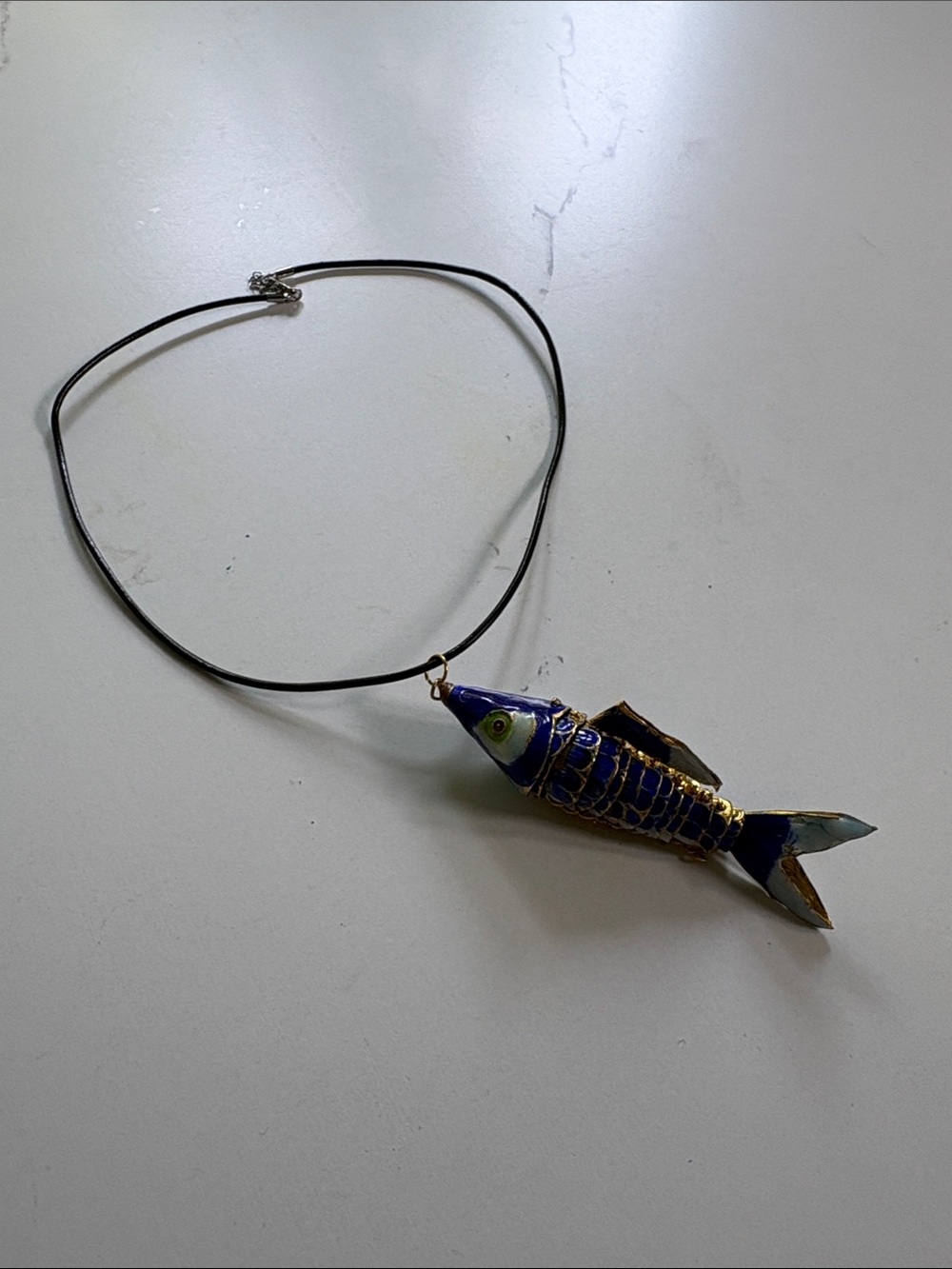 Blue Fish Pendant Necklace by